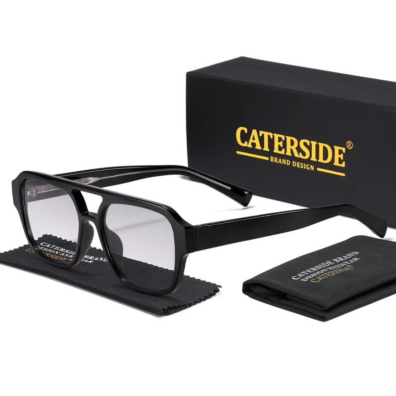 CATERSIDE Fashion Men Sunglasses Flat Top Double Bridges Design Sun Glasses Woman Outdoor Travel Beach Ideal Choice for Gifts