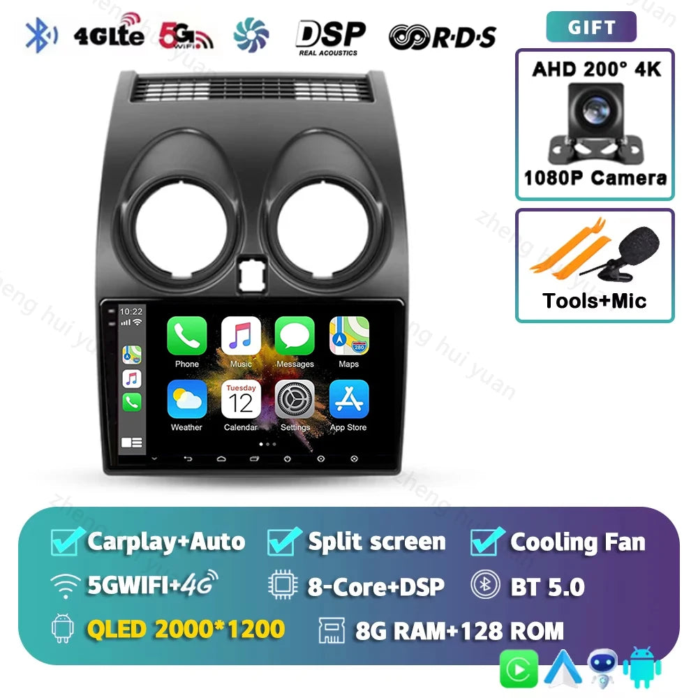 Android 15 For Nissan Qashqai 1 J10 2006 - 2013 2K QLED CarPlay Auto Car Radio Multimedia Video Player GPS stereo Head Unit 4G