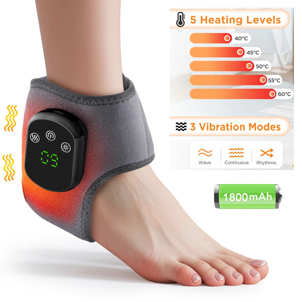 3/5 Level Heating Ankle Guard Vibration Massage Hot Compress Foot Brace Ankle Wrap Feet Protector Rechargeable Thermal Foot Band