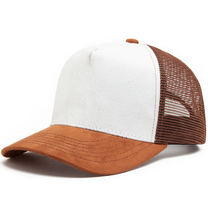 New Summer Suede Trucker Hat Men Mesh Baseball Cap For Visor Sun Fashion Casual Women Snapback Hip Hop Caps Unisex Adjustable