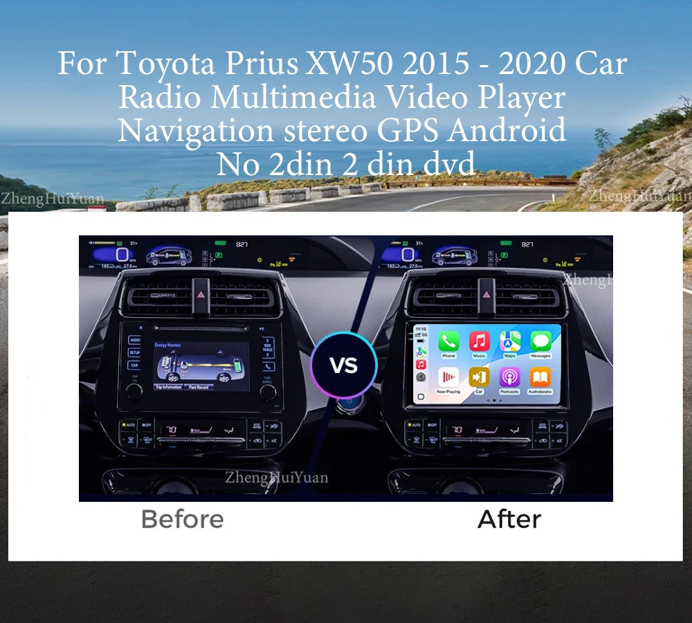 Android 15 Car Radio For Toyota Prius XW50 2015 - 2020 AI Voice Wireless Carplay Multimedia Video Player Navigation GPS Stereo