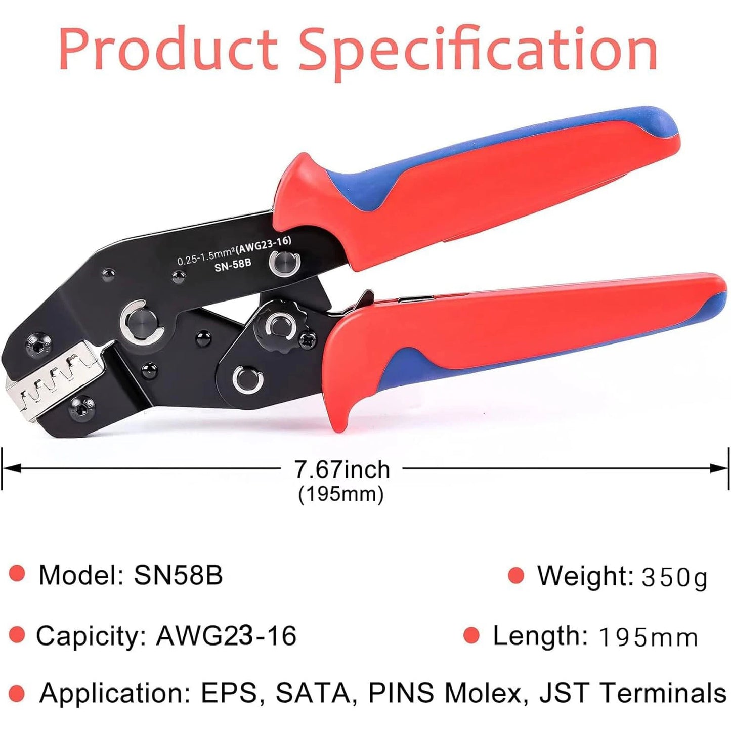 7-in-1 Ratcheting Crimping Tool with Interchangeable Jaws for Heat Shrink Connectors, Wire Terminals - Electrical Crimper Pliers