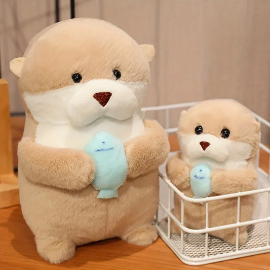 2 Sizes Kawaii Otter Plush Toys Soft Sea Otter Stuffed Animals Plushies Cute Brown Otter Plush Doll Birthday Gift For Children