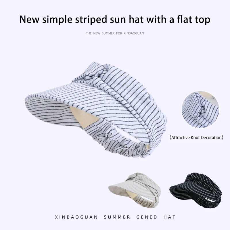Summer outdoor sun protection hat - Children's Japanese-style striped pleated sun hat. Fashionable, versatile, high-end, wide-br