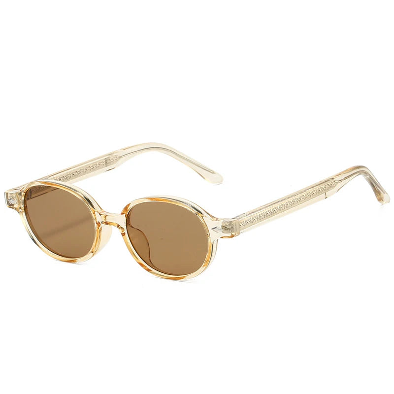 JNPCXI New Retro Small Oval Women Sunglasses TR90 Fashion Candy Color Shades UV400 Men Trending Rivets Punk Sun Glasses
