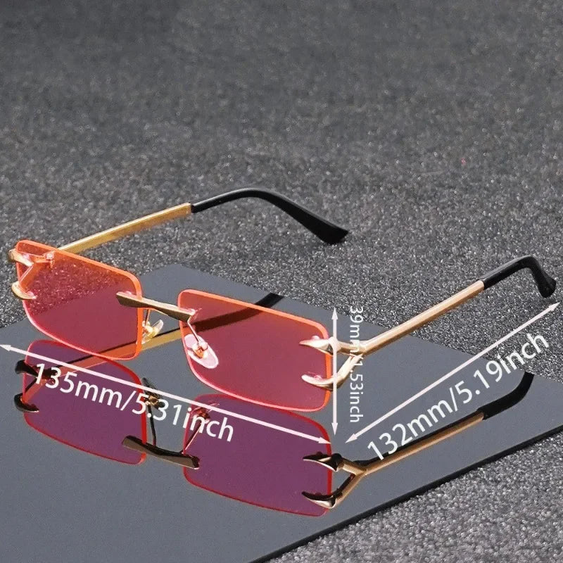 Men's and Women's Casual Square Frameless Metal Fashion Glasses Are Suitable for Both Casual and Formal Occasions