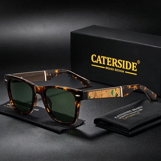 CATERSIDE New Men's Polarized Sunglasses High-Quality Acetate Square Frame Women's Outdoor Travel Beach Decoration Glasses UV400