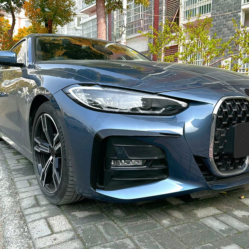Front Fog Light Frames Cover Trim Racing Sticker Grille Gloss Black ABS For BMW 4 Series G22 G23 M Sport 2020 2021 2022 2023+