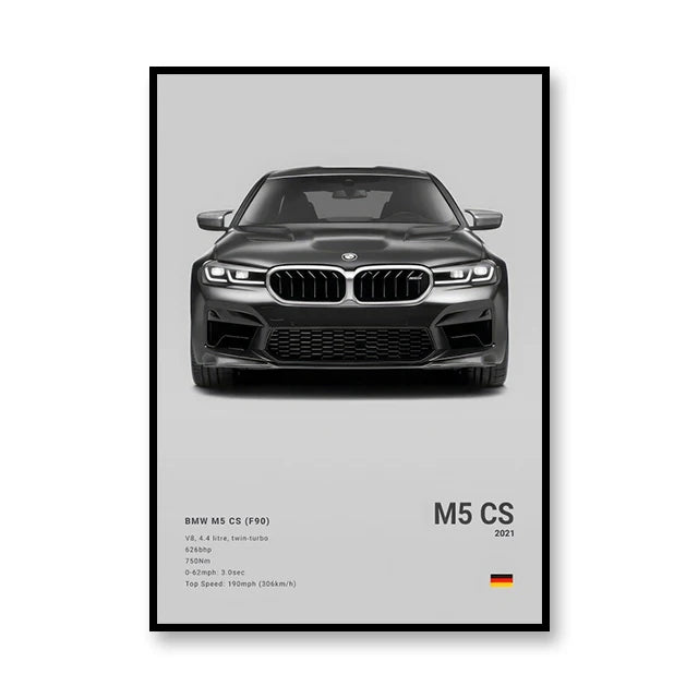 2021 BMW M5 CS F90 Print Famous Brand Cars Canvas Wall Art Poster Room Decor