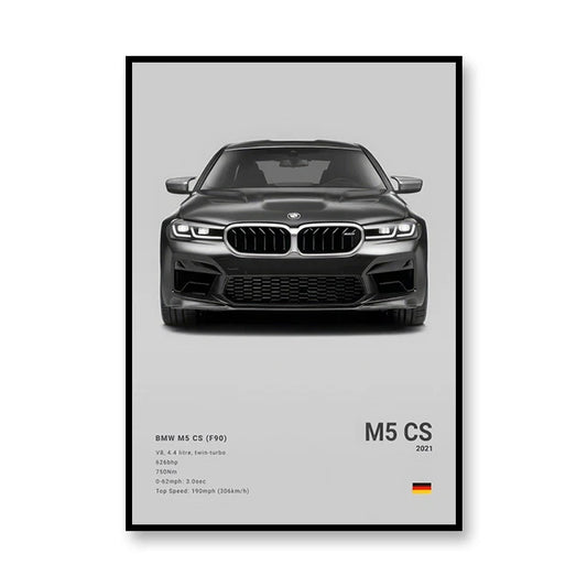 2021 BMW M5 CS F90 Print Famous Brand Cars Canvas Wall Art Poster Room Decor