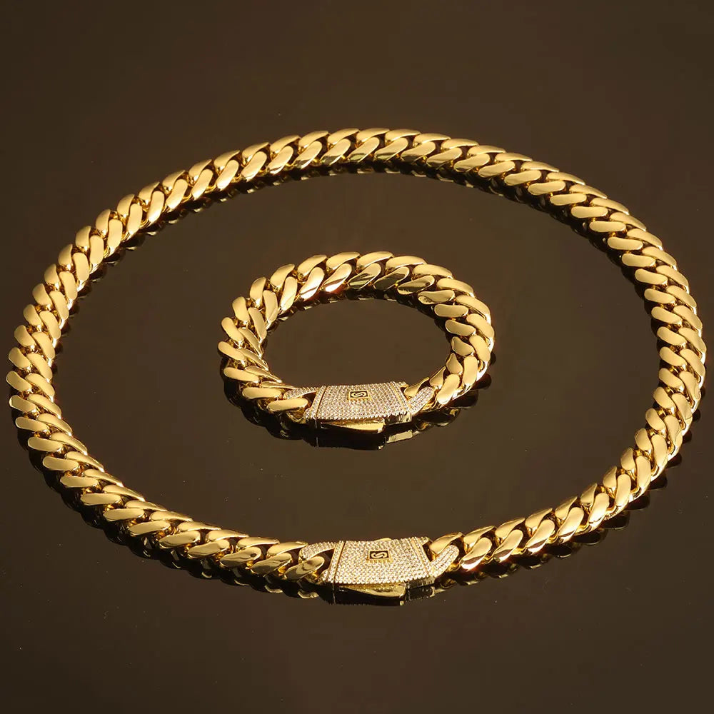 Women's  Jewelry Iced Out Monaco Chain, 14K Gold Plated  Cuban Choker Necklace