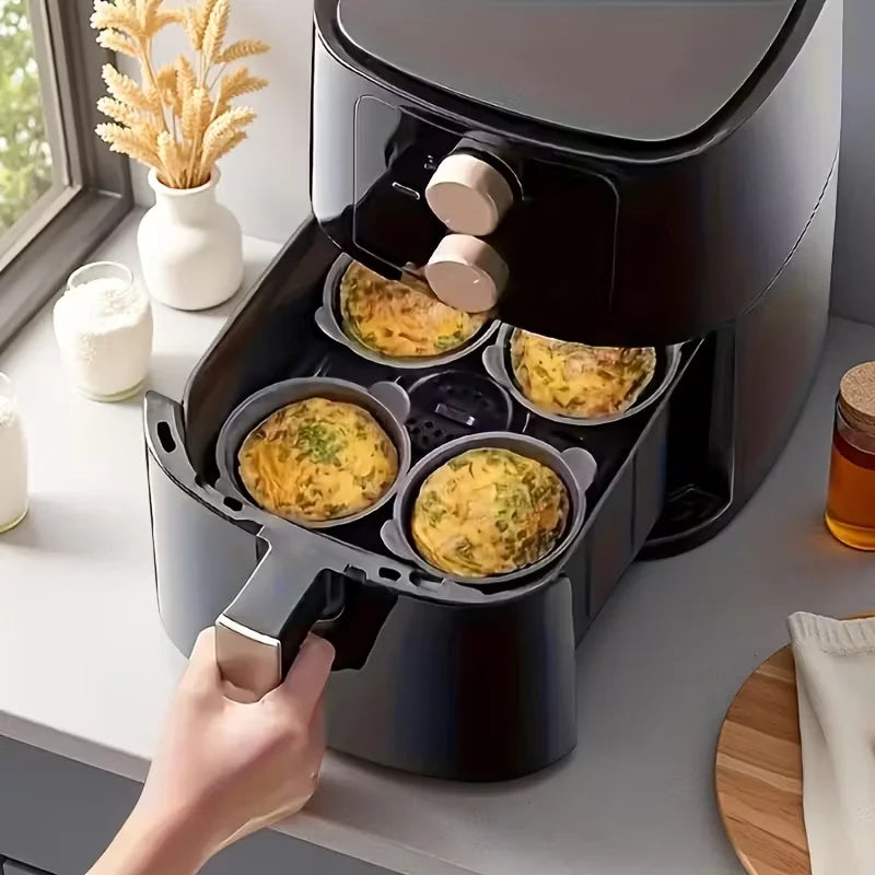 4pcs Air Fryer Baking Ramekins Silicone Mold, Cups Non-Stick, Air Fryer Accessories for Eggs,Cupcakes,Muffins,Puddings,Custards