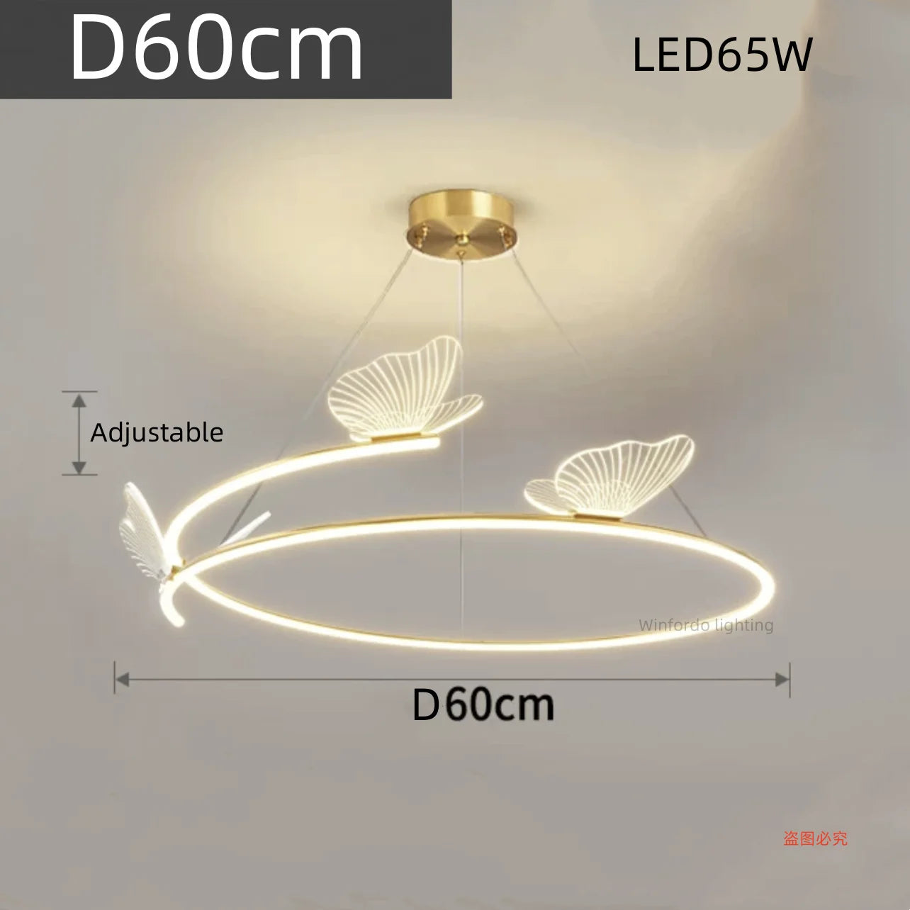 Fashion Simple Modern Living Room Chandelier Butterfly Decor LED Round Lights