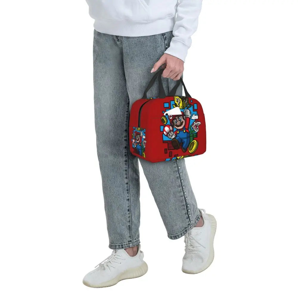 Custom Mario SuperBros Insulated Lunch Bag Reusable Thermal Cooler Lunch Box M15