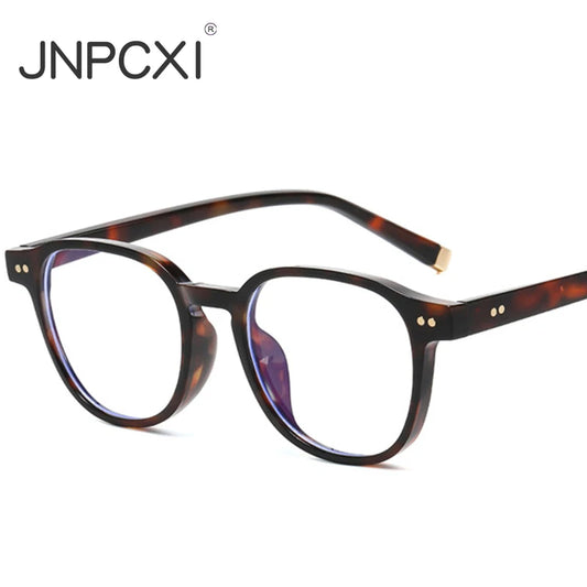 JNPCXI Retro Small Oval Rivets Women Prescription Glasses Fashion Optical Lens with Recipe Men Myopia/Hyperopia/Progressive