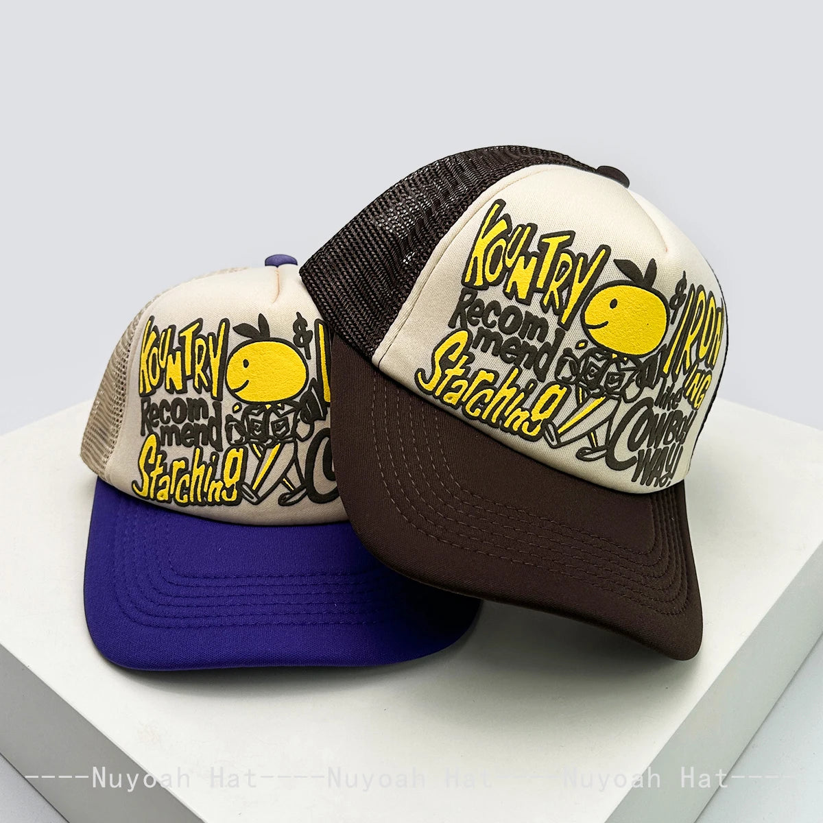 New Unisex Color Block 3D Printed Letter Rabbit Ear Smiling Face Baseball Hats Sunshade Hip Hop Breathable Trucker Caps Mesh ins
