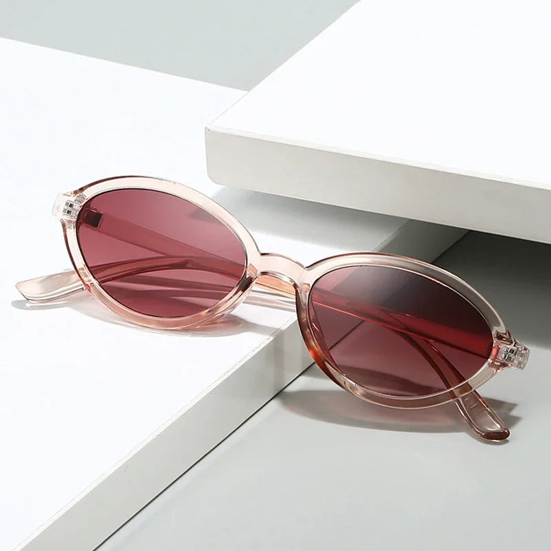 JNPCXI New Fashion Oval Sunglasses Women Retro Punk Gradient Amber Tea Shades UV400
