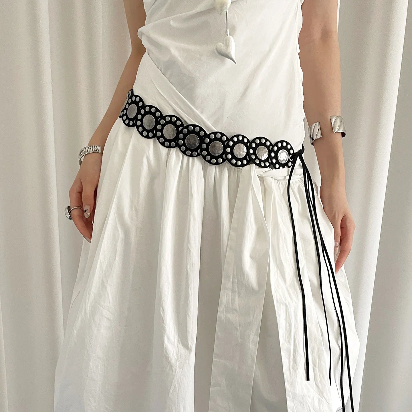 Retro Western Rivet Belt For Women Heavy-Duty Design For Skirts And Jeans Y2K Wide Belt As An Access