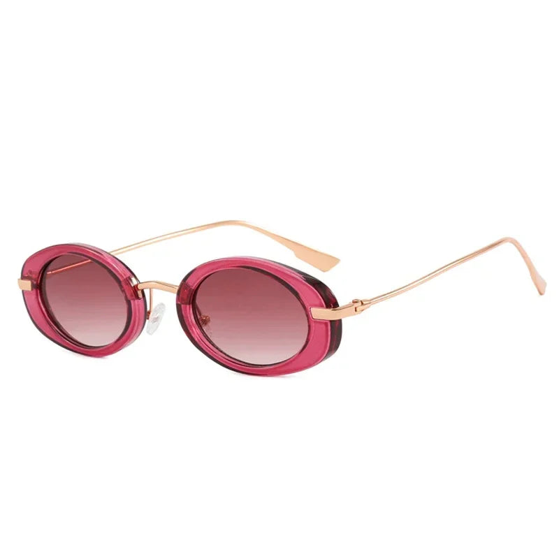 JNPCXI Retro Small Oval Women Luxury Sunglasses Fashion Punk Men UV400 Trending Gradient Sun Glasses Shades