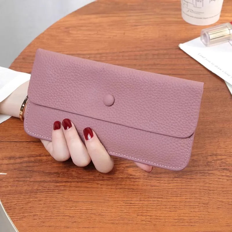 Long Genuine Leather Wallet Women's Versatile Ultra-Thin Soft Leather Cact Money Clip Card Holder Large Cy Holder Clutch Purse