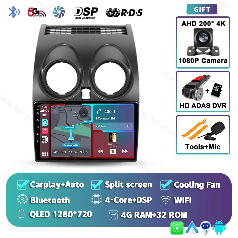 Android 15 For Nissan Qashqai 1 J10 2006 - 2013 2K QLED CarPlay Auto Car Radio Multimedia Video Player GPS stereo Head Unit 4G