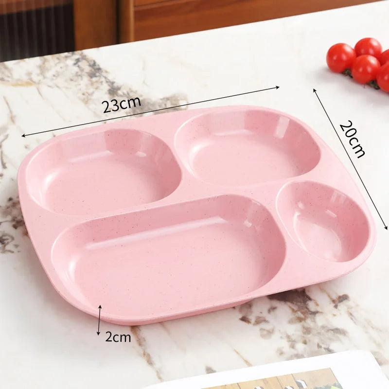 1pc 4 Grids Plastic Individual Plate,Reusable Healthy Diet And Weight Loss Divider Plate Ideal,for Home Camping Dorms Cafeterias