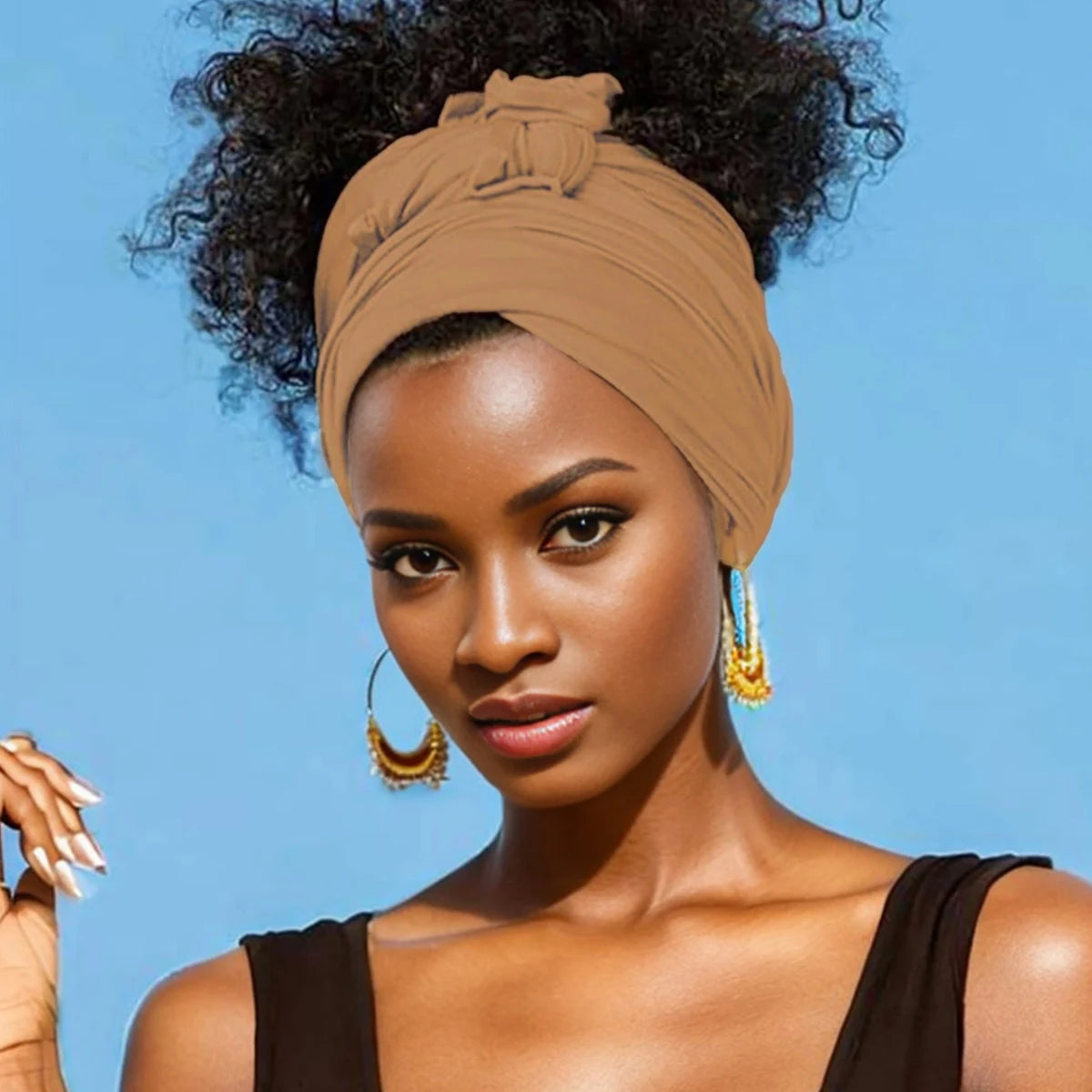 Extra Long stretch jersey turban african solid color super soft breathable headband