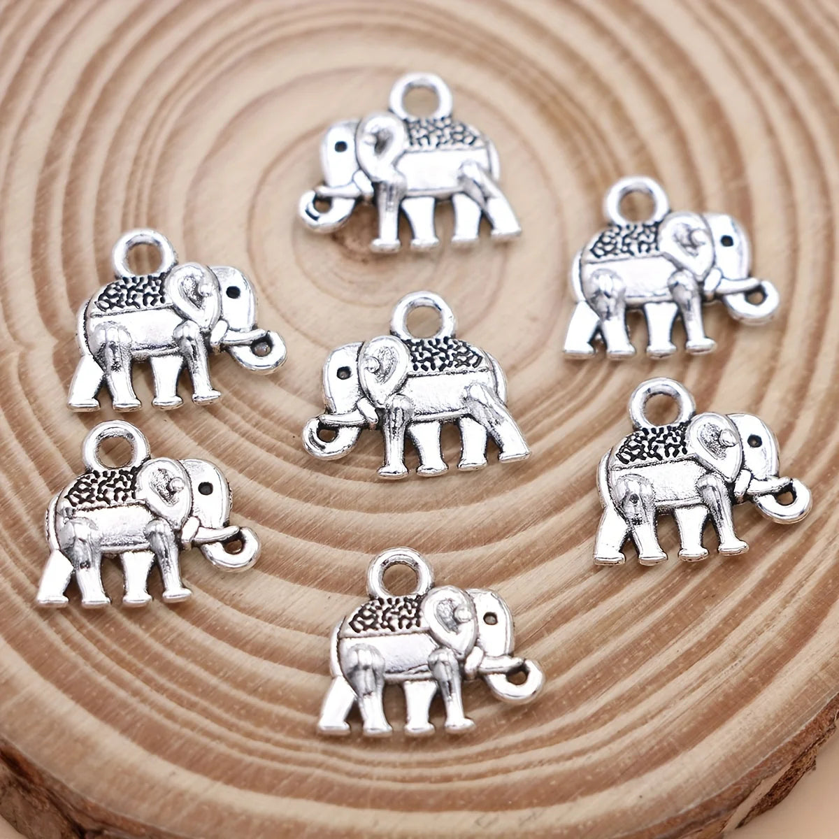 20Pcs Silvery Elephant Charms Pendants for Jewelry Making DIY Necklace Bracelet Earrings Key Chain Accessories