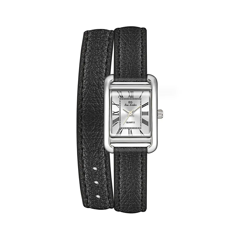 Women Watches Fashion Casual Square Black Genuine Leather Quartz Watche For Women Dress Elegant Clock Ladies Wristwatches
