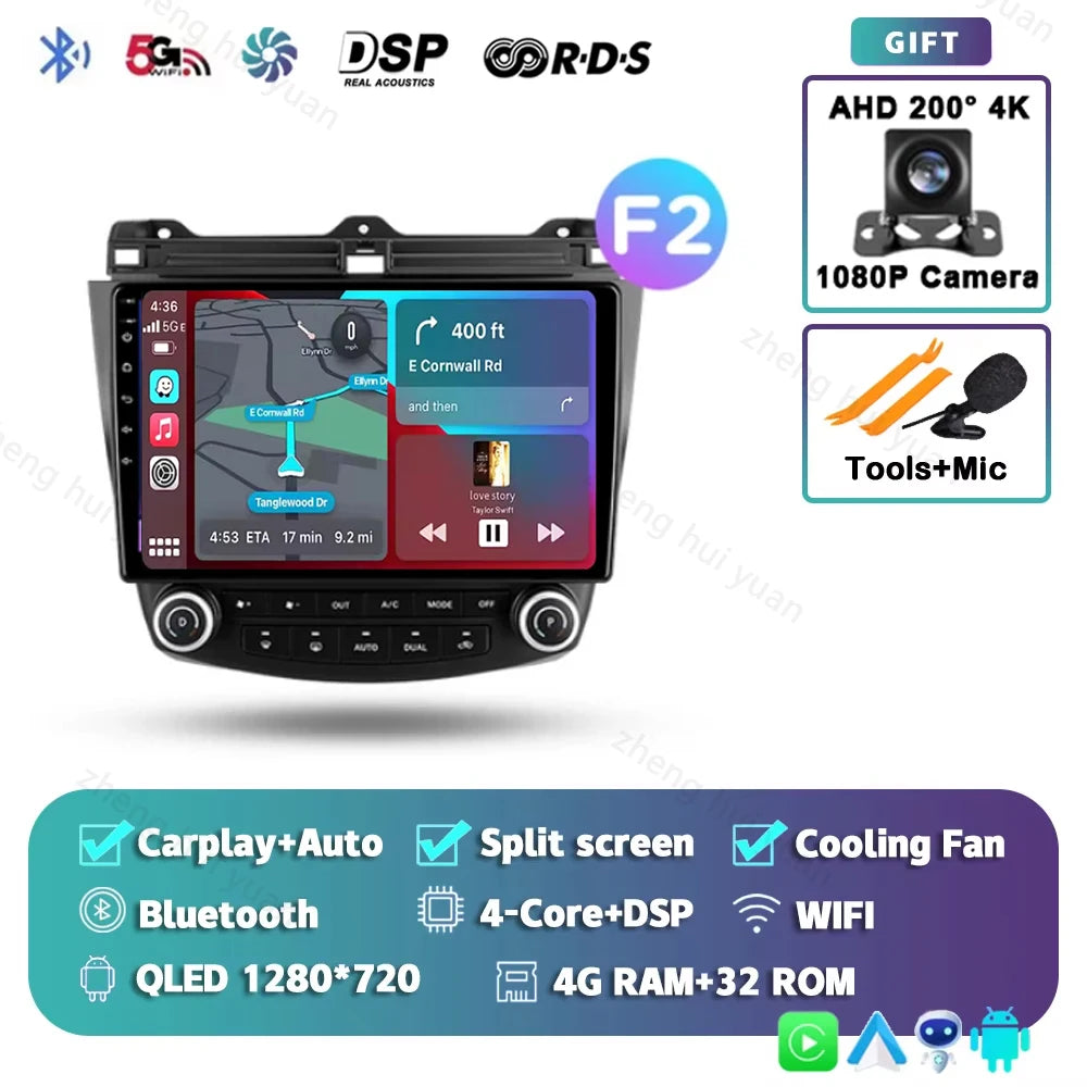 Android 14 For Honda Accord 7 2002 - 2008 CarPlay Auto 360 Camera Car Radio Multimedia Video Player GPS stereo Head Unit 4G WIFI