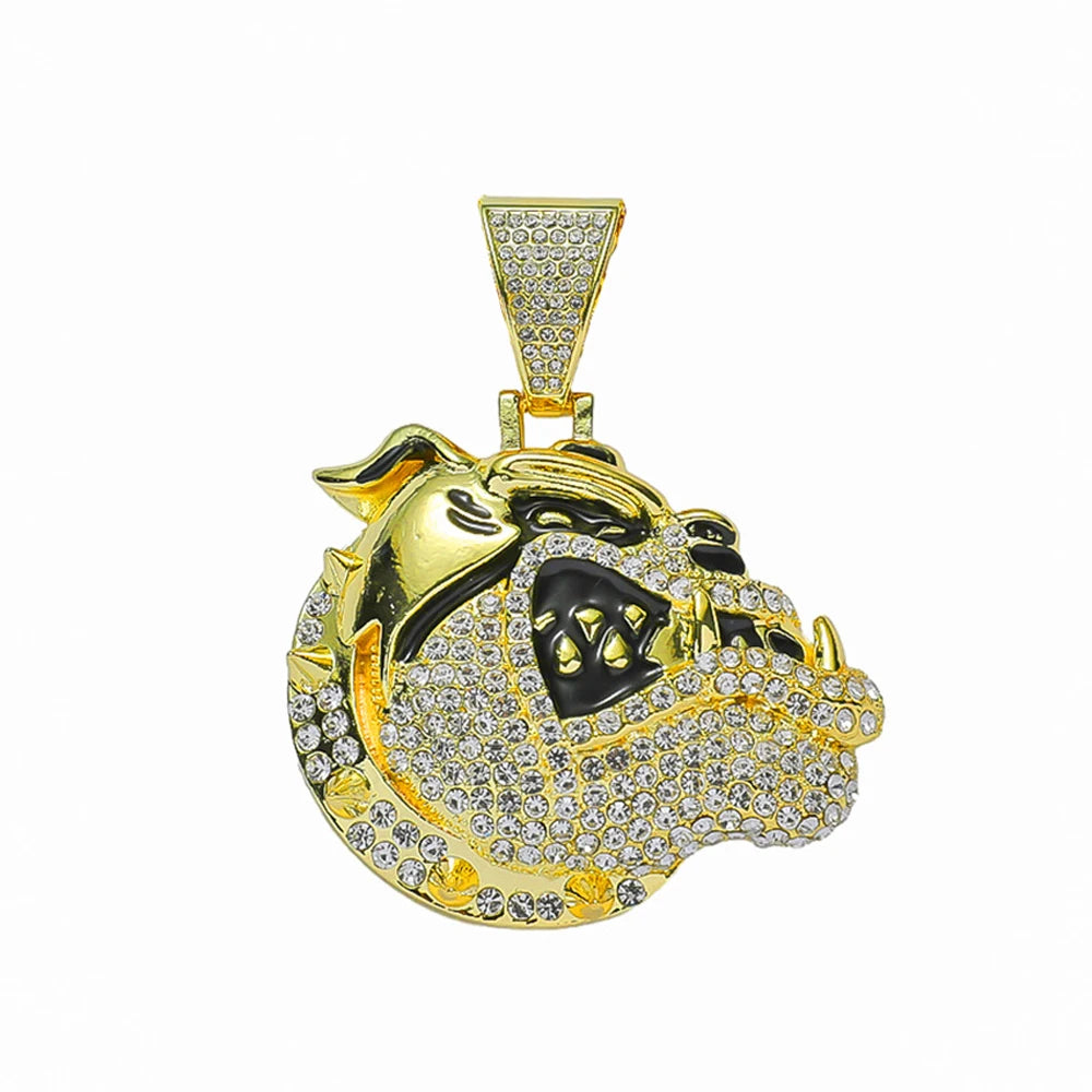 Trendy Men Hip hop Dog Pendant Necklace with 13mm Cuban Chain Hiphop Animal Pendants Necklaces Fashion Punk Charm Jewelry Gifts