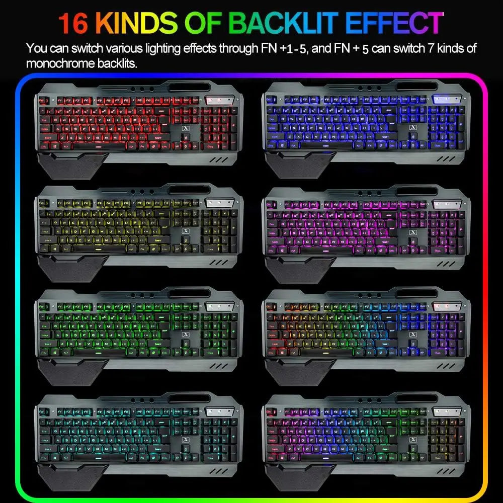 K680 Wireless Gaming LED Keyboard Mouse, Rainbow Rechargeable 3800mAh Battery