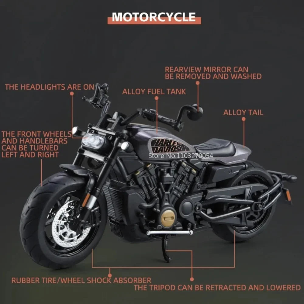 1/12 SportsterS Kawasaki ZX-6R Alloy Cars Models Motorbike Toys Diecast Sound Light Motorcycle Series Model Kids Christmas Gifts