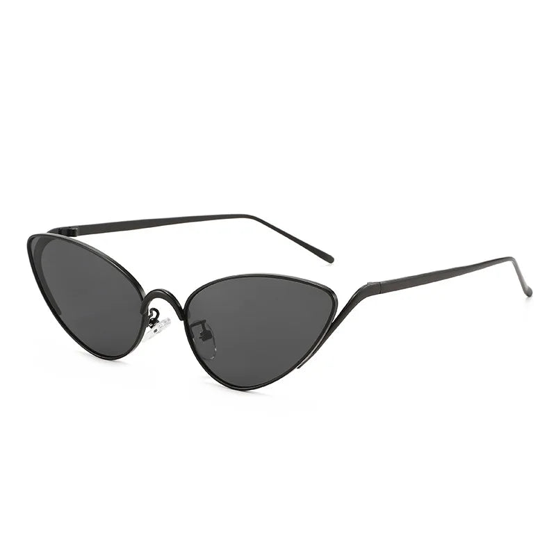 JNPCXI New Metal Cat Eye Women Sunglasses Fashion Clear Ocean Lens Gold Shades UV400 Men Trending Punk Sun Glasses