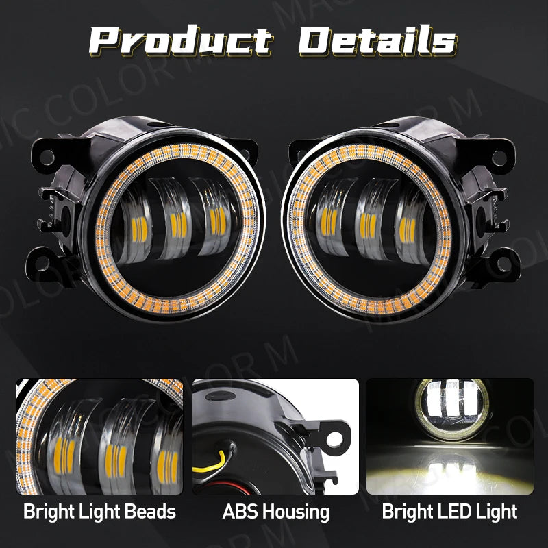 Angel Eye Fog Light For Ford Focus Fusion Fiesta Ranger C-Max Transit Tourneo EcoSport Edge Car DRL Fog Driving Lamp LED Lens