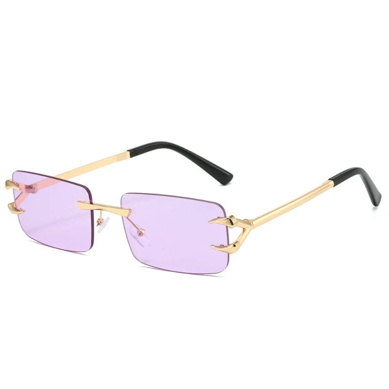 New Frameless Sunglasses Fashionable and Simple Square Frameless Ocean Colored Sunglasses