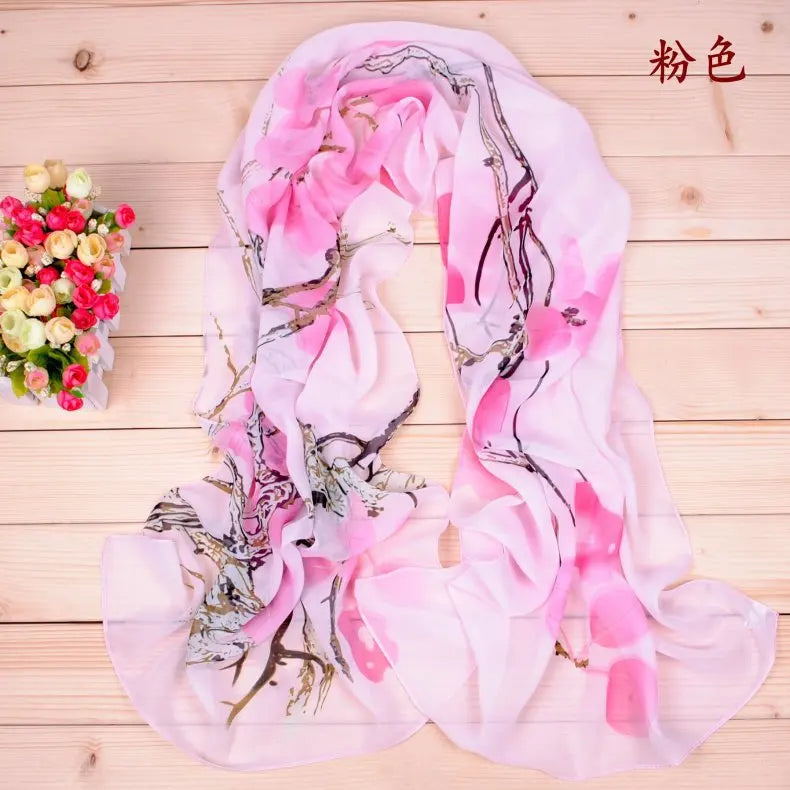 New Fashion Ink Painting Women's Chiffon Printing Long Scarves Wholesale Spring and Summer Yiwu Manufacturer's Small Scarves