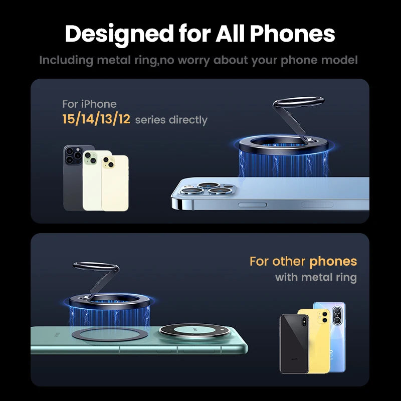 UGREEN Magnetic Phone Ring Holder For Magsafe iPhone 16 15 14 Pro Xiaomi Samsung Huawei Aluminum 360° Rotation MobilePhone Stand