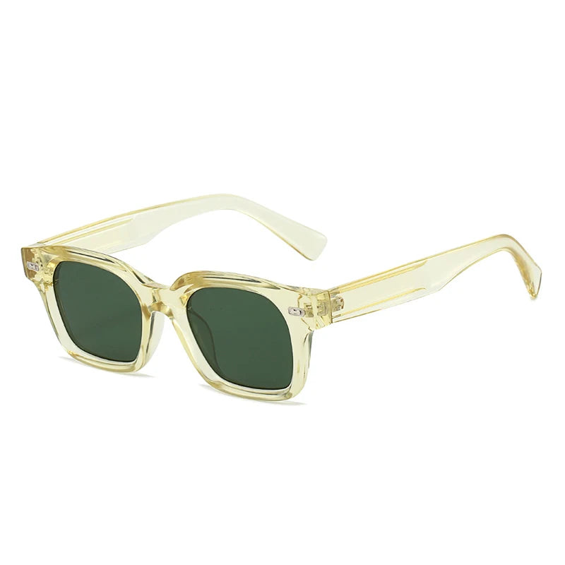 JNPCXI New Square Sunglasses Women Fashion Black Blue Shades UV400 Retro Rivets Men Clear Anti Blue Light Glasses Frame