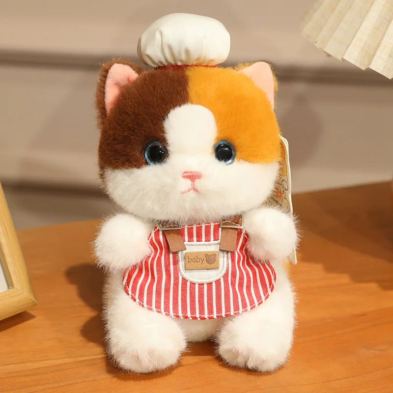 Super Cute Mini Chef Kitten Plush Toys Delicate Handmade Cartoon Pastry Chef Cat Doll Funny Keychain Bags Decro Toys Nice Gift
