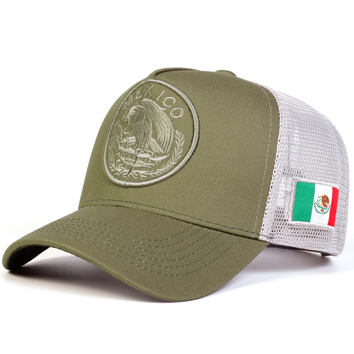 Unisex Mexican Flag Embroidery Baseball Net Caps Adjustable Casual Season Hats