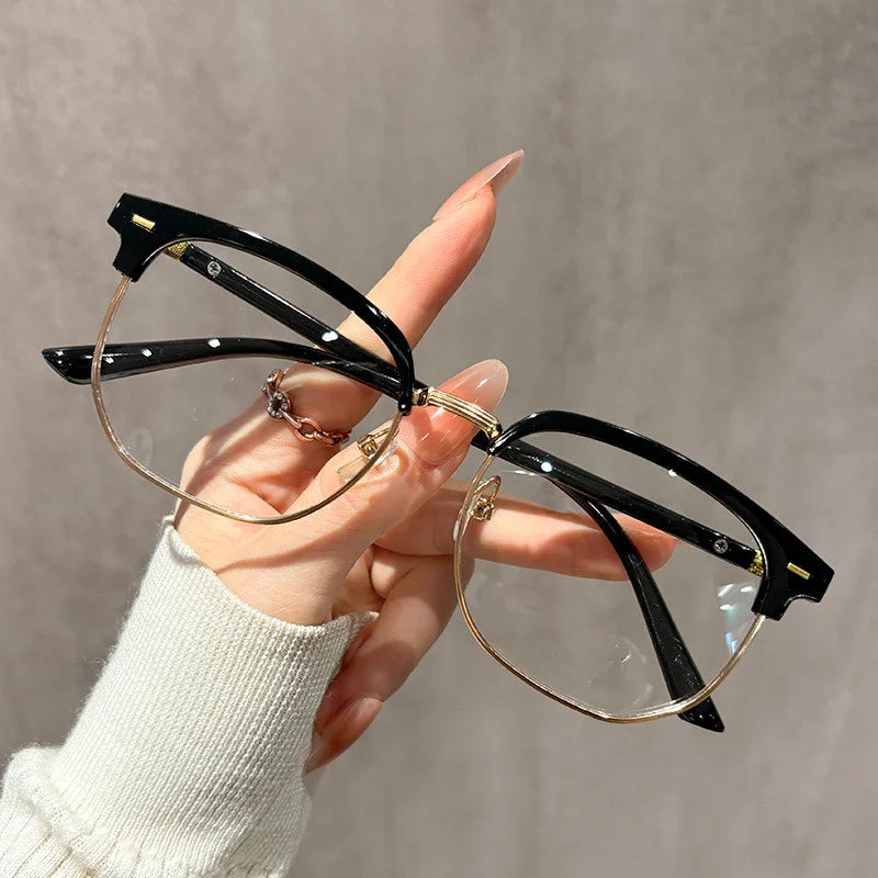 2PCS  Retro Anti-blue Light Glasses Classic Vintage Half Frames Anti Blue Light Blocking Computer Eyeglasses Men for Women