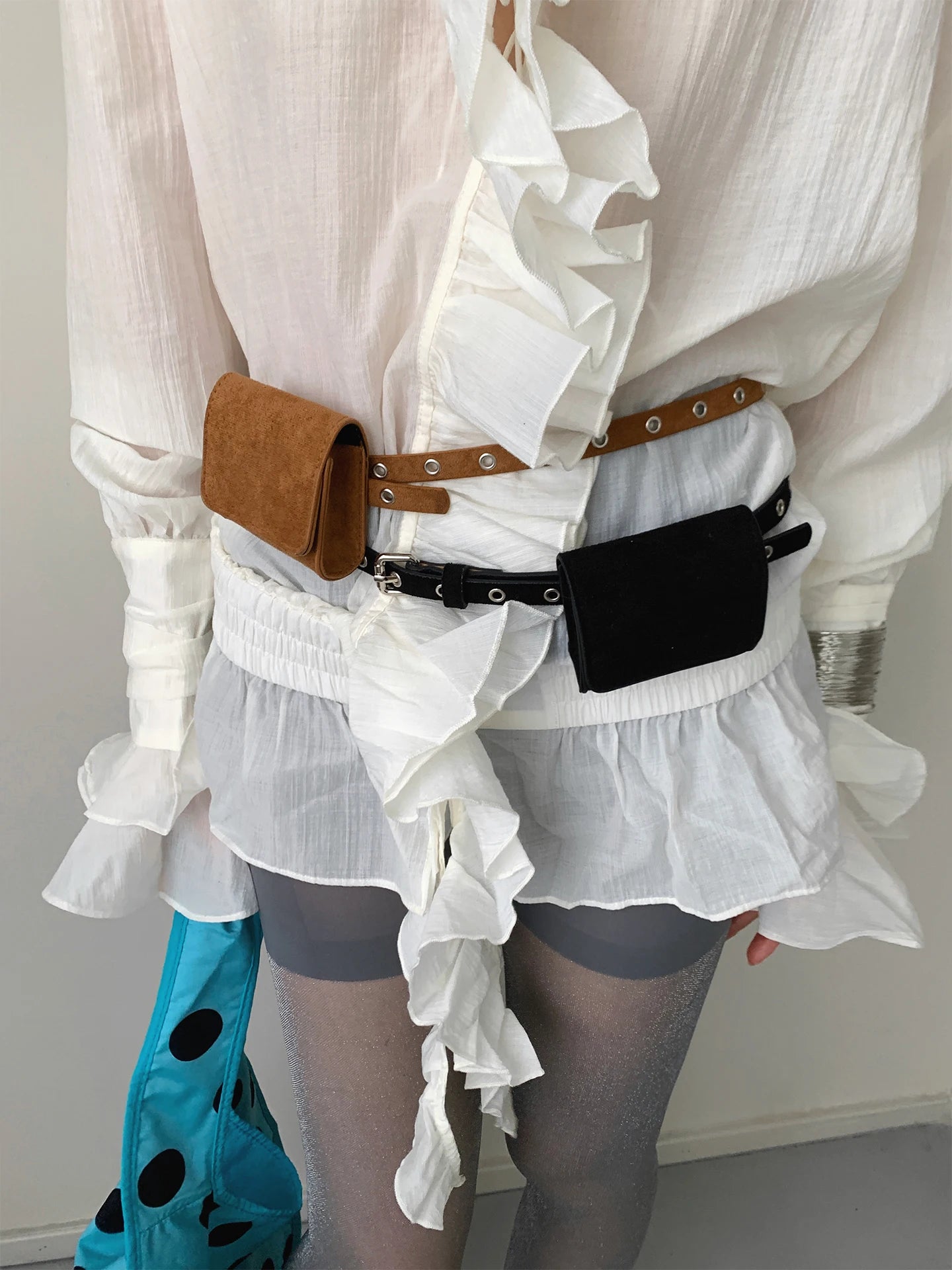 American Retro Suede Belt Waist Pack Decoration Niche Match Skirt Jeans Accessories Korean Style Belt