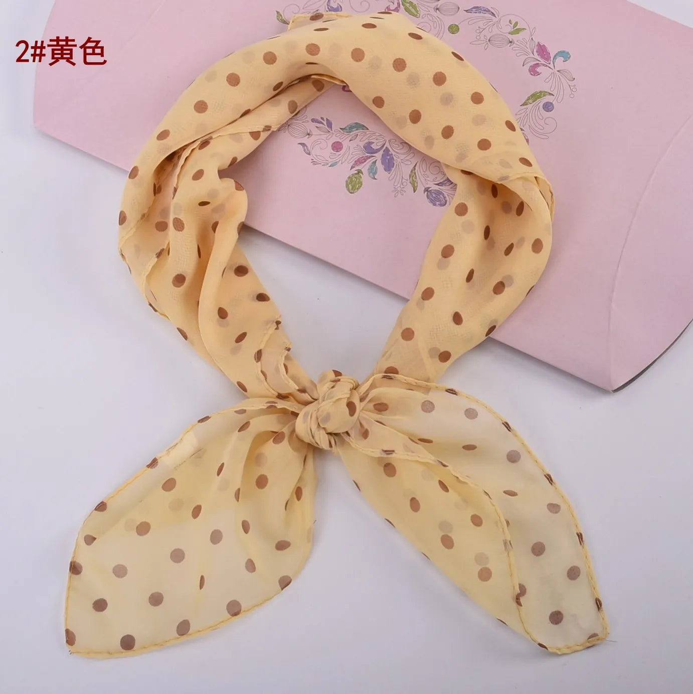 Spring/Summer Season 65 * 65 Elegant Retro Dot Small Square Scarf Lightweight and Soft Chiffon Scarf Soft and Breathable