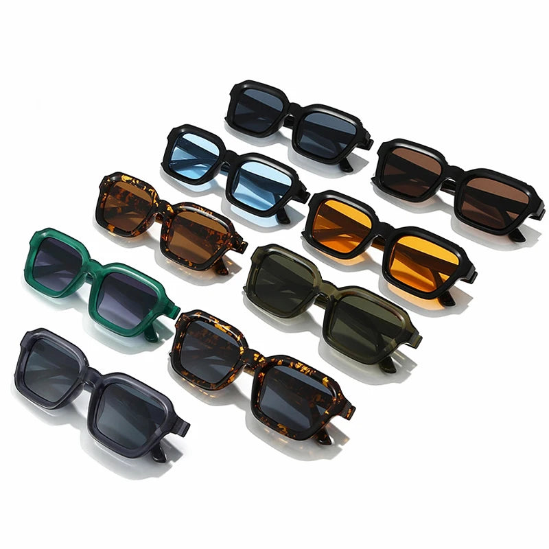 JNPCXI New Men Vintage Rectangle Frame Sunglasses Fashion Retro Sun Glasses Luxury Brand Design UV400 Shades Eyewear Women
