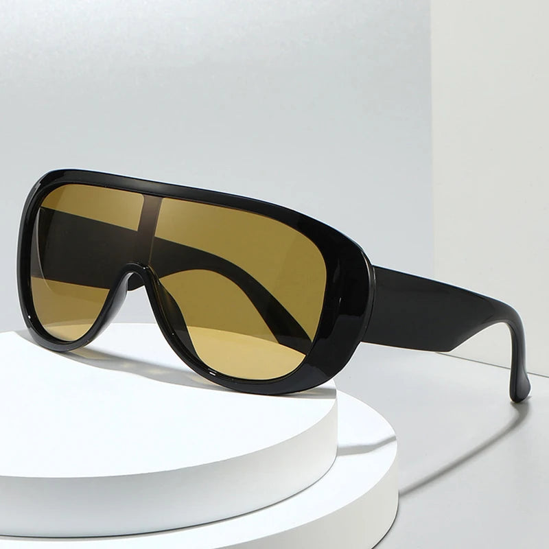JNPCXI New Oversized Pilot One Piece Sunglasses Women Fashion Gradient Shades UV400 Men Trending Punk Outdoor Sun Glasses