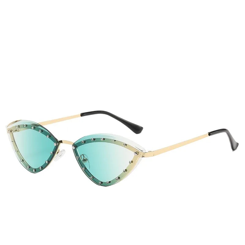Y2K Spicy Girl Fashion Cat Eye Set with Diamond High Grade Sunglasses European and American Personalized Outdoor Party Trendy Wo