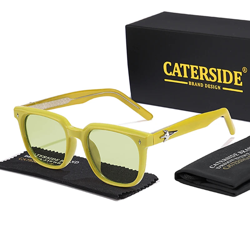 CATERSIDE Fashion Square Sunglasses Man Large Frame Sun Glasses Party Travel Beach Eyewear Ideal Choice for Gifts UV400