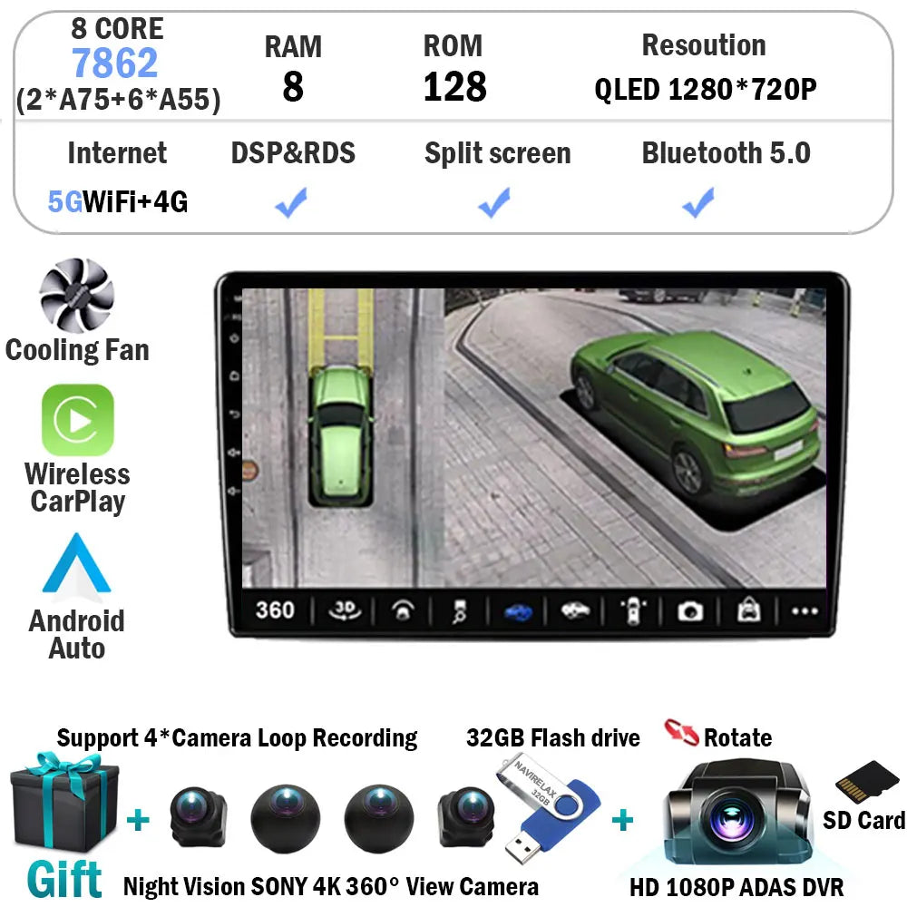 Android 15 Radio For Toyota Urban Cruisers 2009 Navigation GPS QLED Touch Screen Stereo Car Multimedia Video Player Head Unit