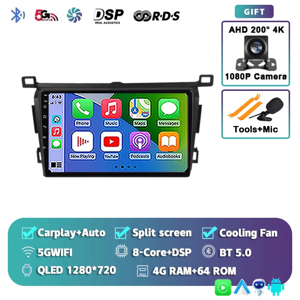 WIFI 4G Car Radio For Toyota RAV4 2013 2014 2015 2016 2017 2018 2019 XA40 RHD Android 15 Auto Wireless Carplay Car Multimedia DI